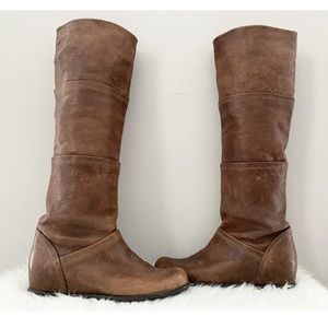 Stuart Weitzman Brown Leather Tall Knee High Riding Flat Boots Women's US Size 6